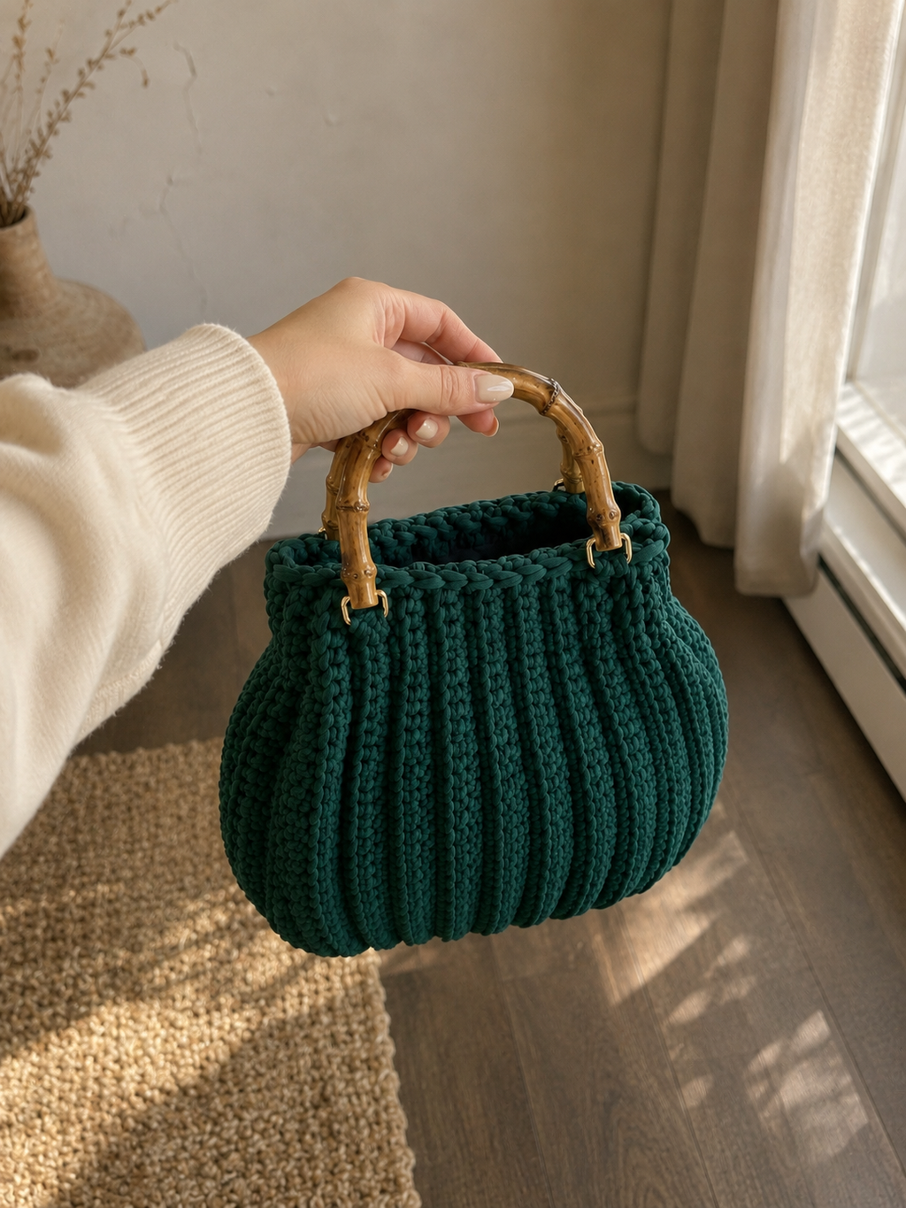 Nika Handmade Crochet Bag – Forest Green