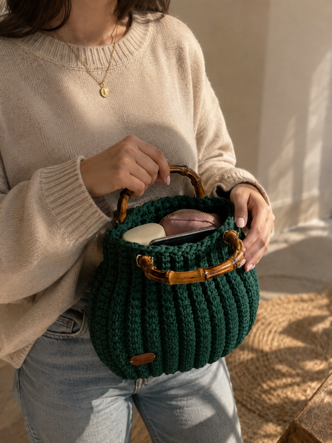 Nika Handmade Crochet Bag – Forest Green